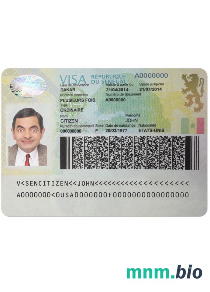 Przykład wizy do Senegalu w PSD